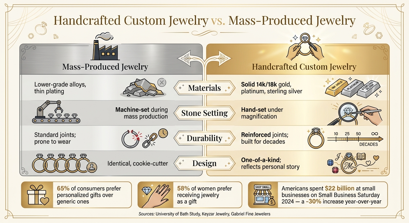 Handcrafted Custom Jewelry vs. Mass-Produced Jewelry: Key Differences