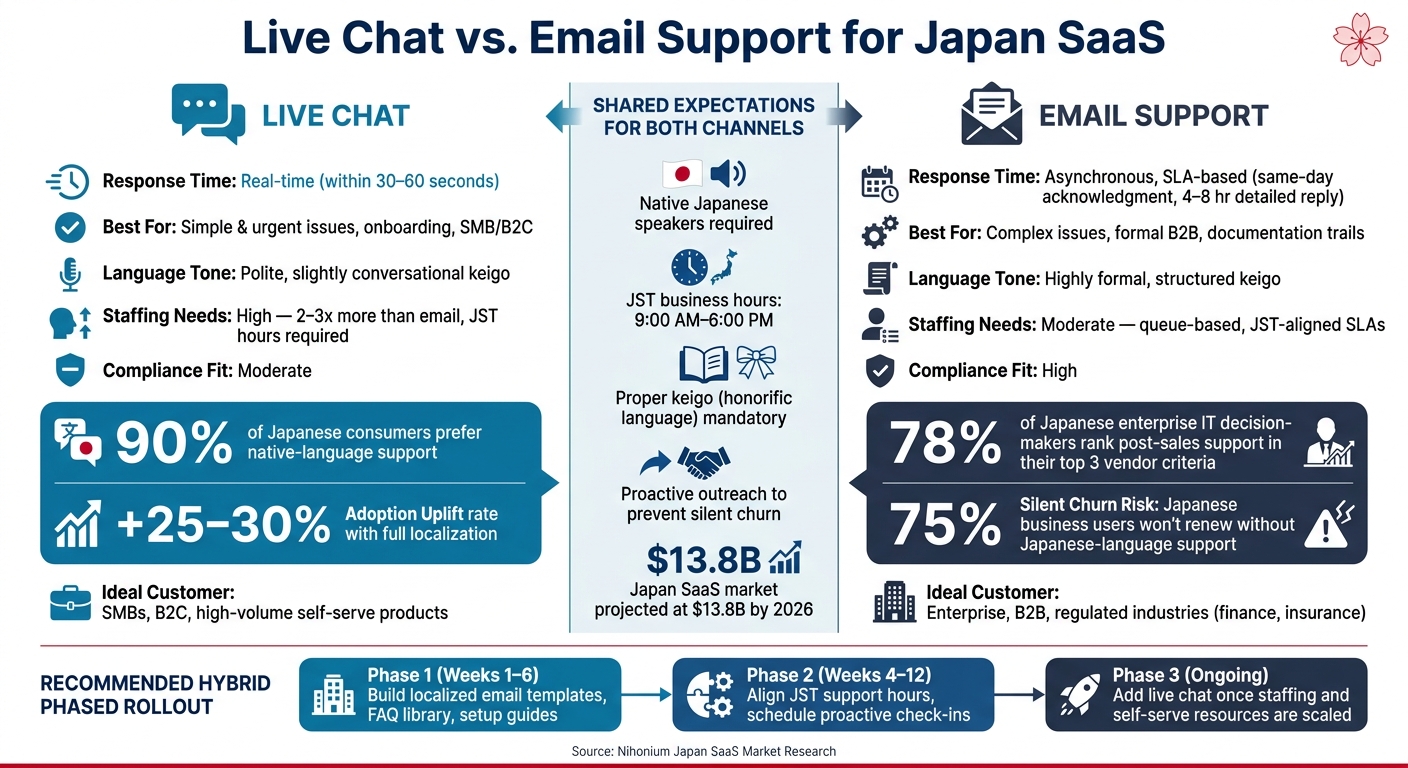 Live Chat vs. Email Support for Japan SaaS: Side-by-Side Comparison