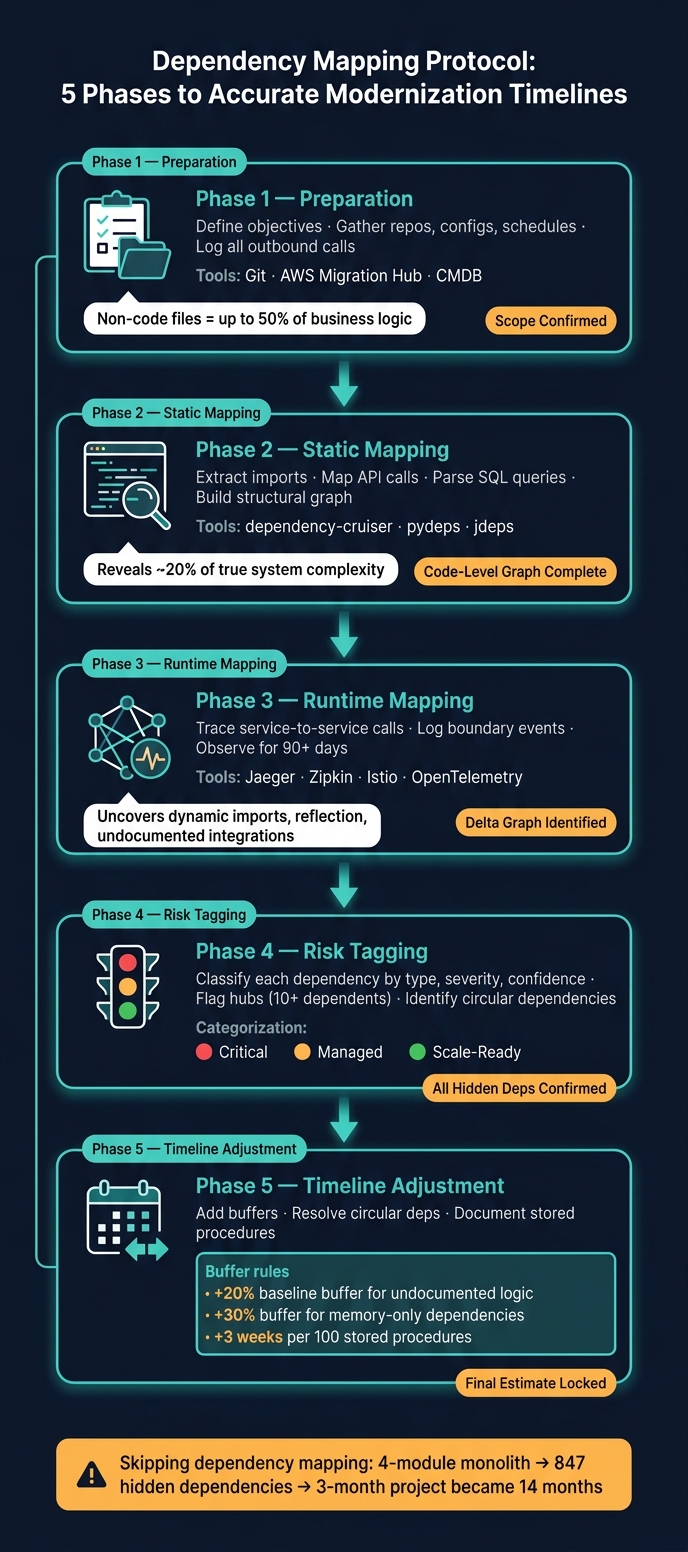 Dependency Mapping Protocol: 5 Phases to Accurate Modernization Timelines