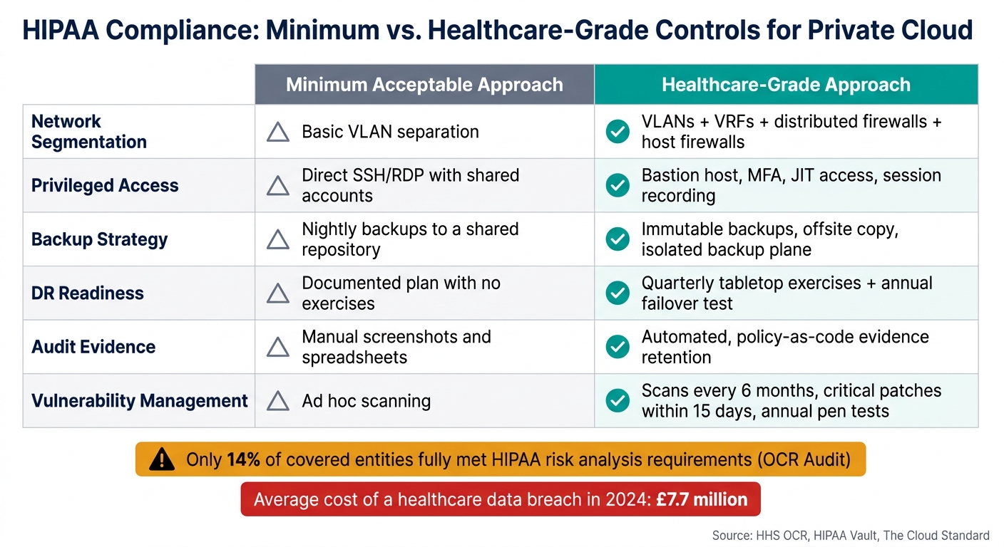 HIPAA Compliance: Minimum vs. Healthcare-Grade Controls for Private Cloud