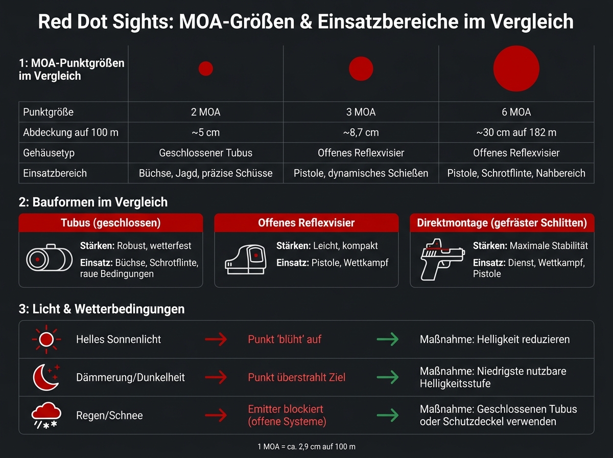 Red Dot Sights: MOA-Größen, Bauformen & Einsatzbereiche im Vergleich
