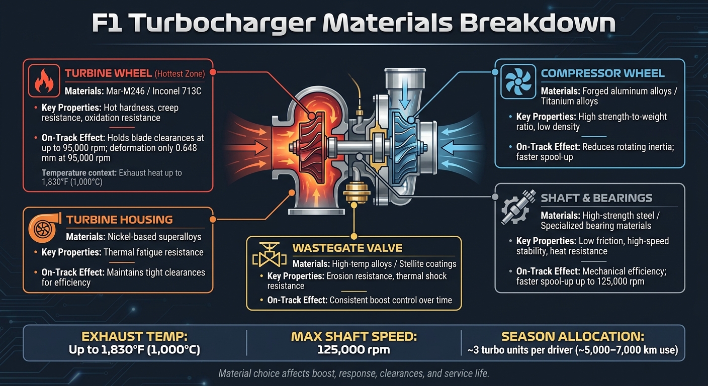 F1 Turbocharger Materials: Components, Properties & On-Track Effects