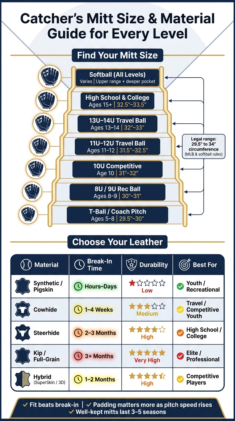 Catcher's Mitt Size Guide by Age, Level & Material