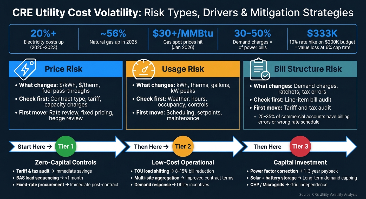CRE Utility Cost Volatility: Risk Types, Drivers & Mitigation Strategies