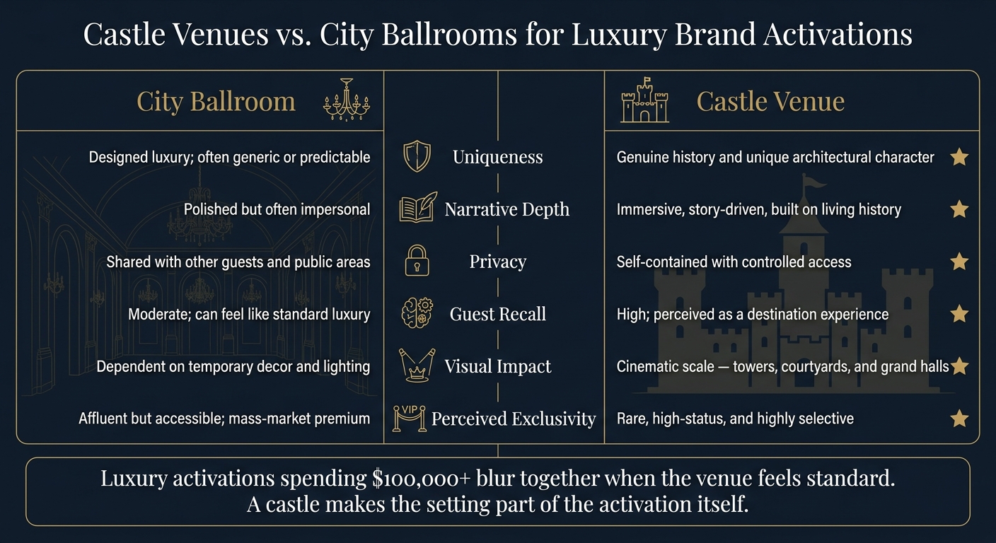 Castle Venues vs. City Ballrooms: Luxury Brand Activation Comparison