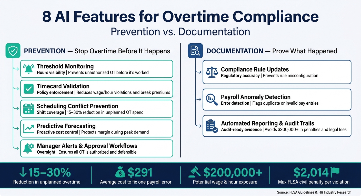 8 AI Features for Overtime Compliance: Prevention vs. Documentation