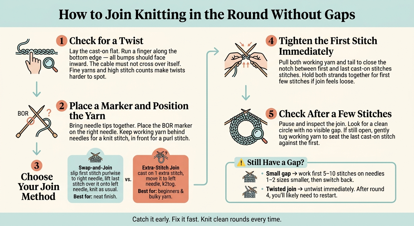 How to Join Knitting in the Round Without Gaps