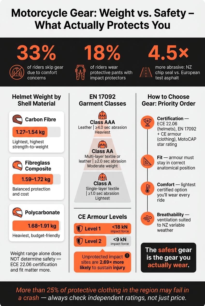 Motorcycle Gear Safety: Weight vs. Protection – Key Stats & Standards