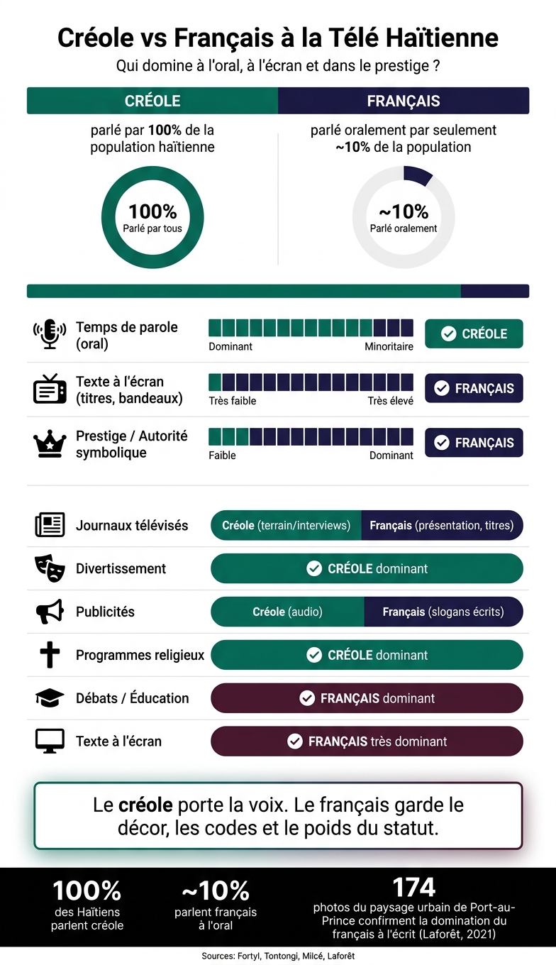 Créole vs Français à la Télé Haïtienne : Qui Domine Où ?