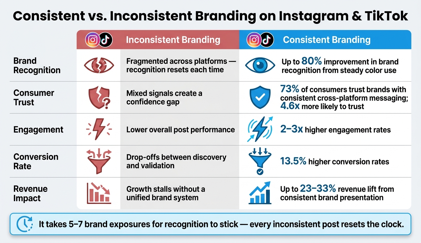 Consistent vs. Inconsistent Branding on Instagram & TikTok: Key Stats & Impact