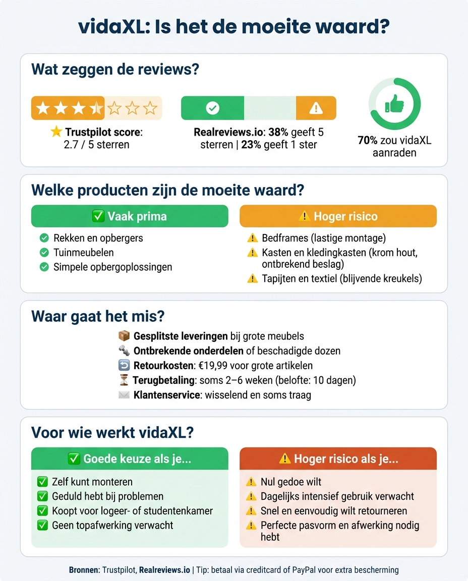 vidaXL Review: Voor- en Nadelen per Categorie op een Rij