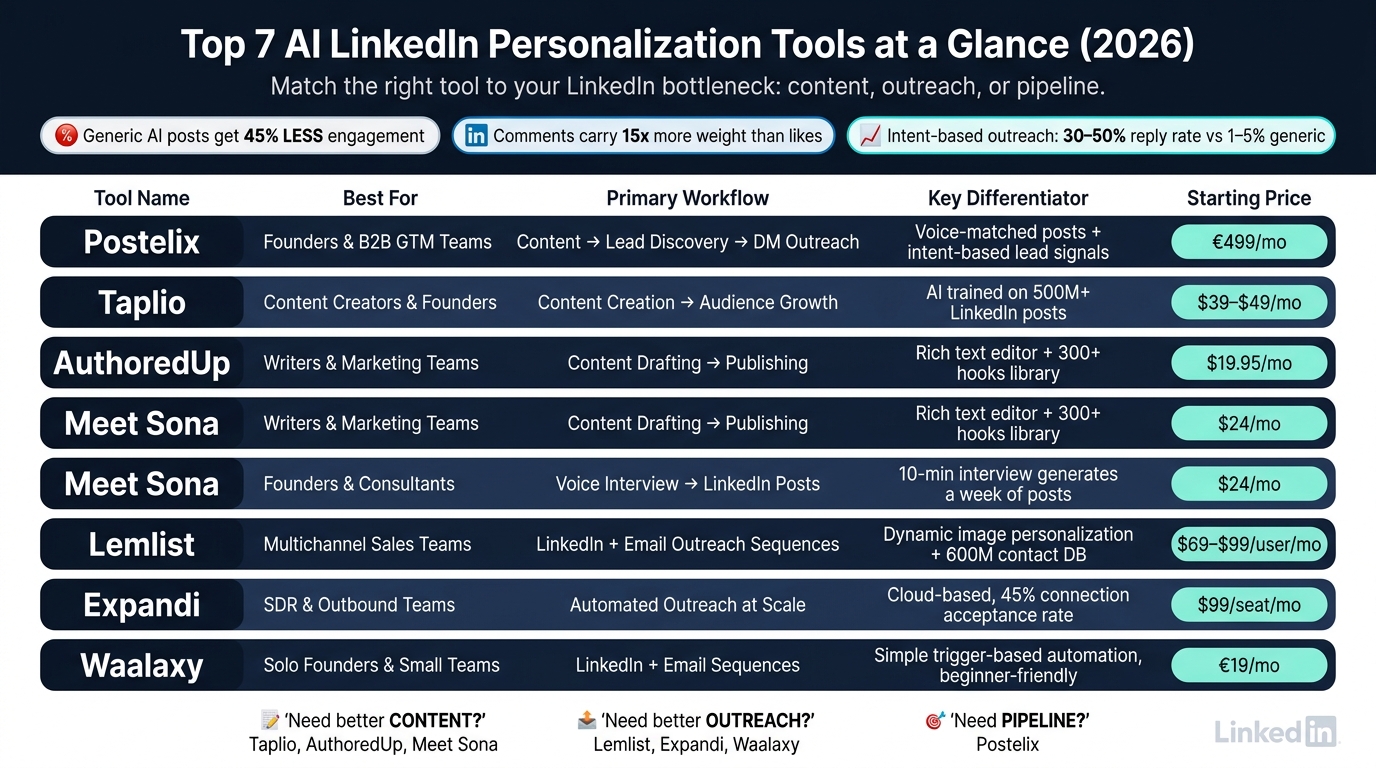 Top 7 AI LinkedIn Tools Compared: Features, Use Cases & Pricing (2026)