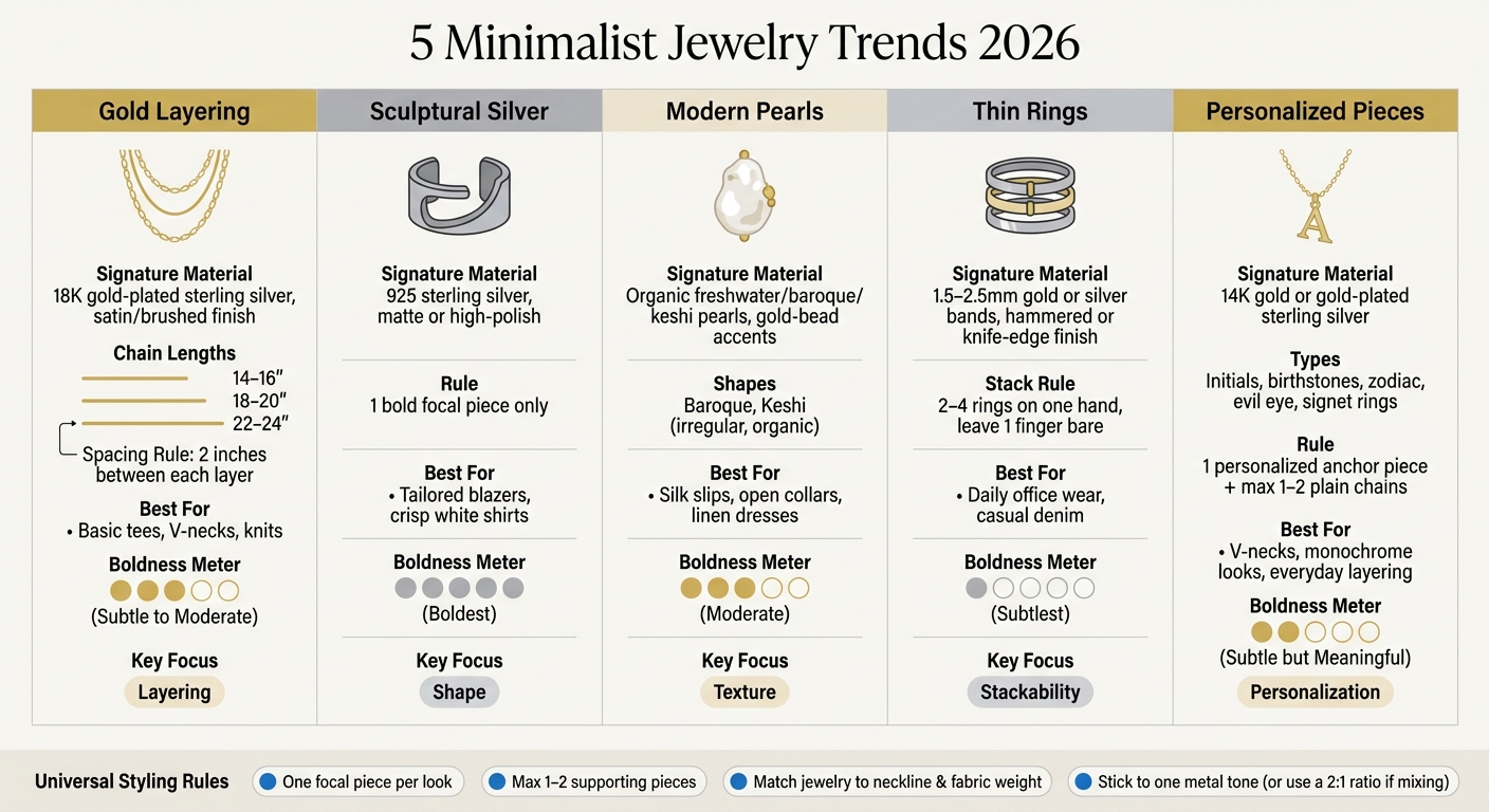 5 Minimalist Jewelry Trends 2026: At-a-Glance Style Guide