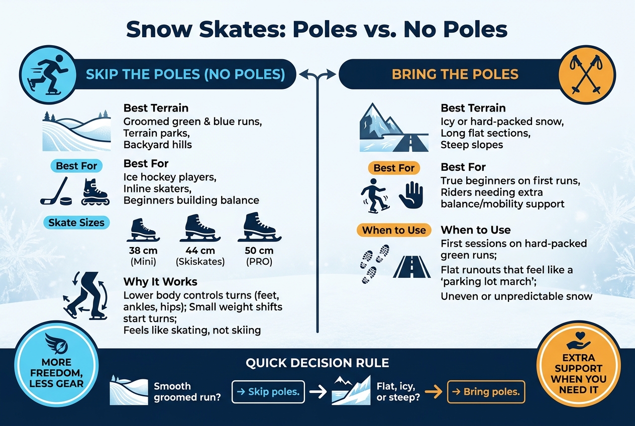 Snow Skates With Poles vs. Without Poles: When to Use Each