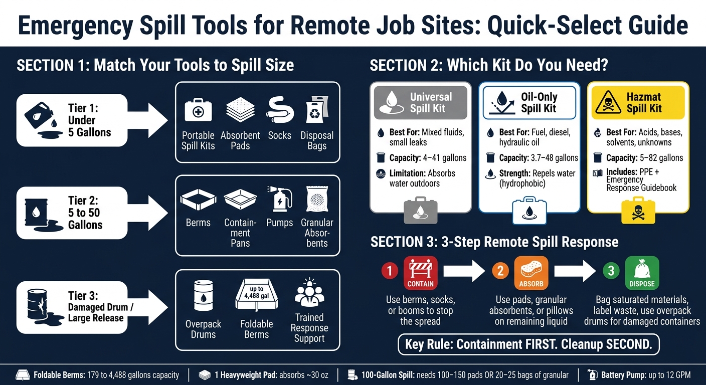 Emergency Spill Tools for Remote Job Sites: Quick-Select Guide