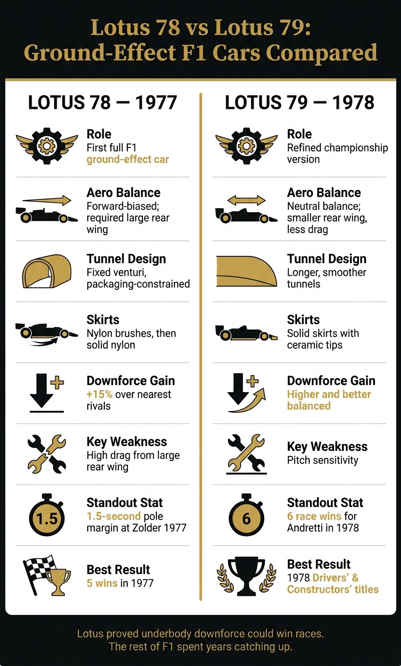 Lotus 78 vs Lotus 79: Ground-Effect F1 Cars Compared