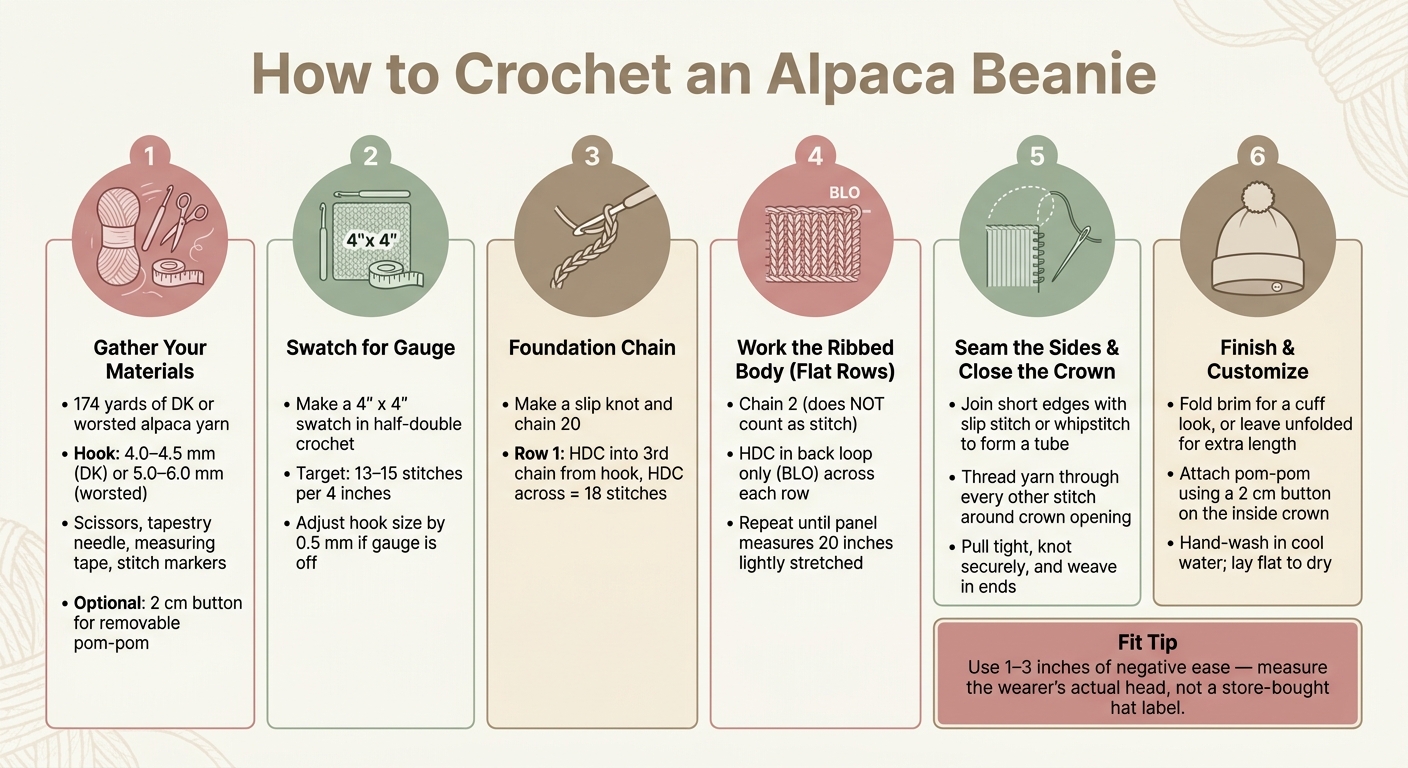 How to Crochet an Alpaca Beanie: Step-by-Step Visual Guide
