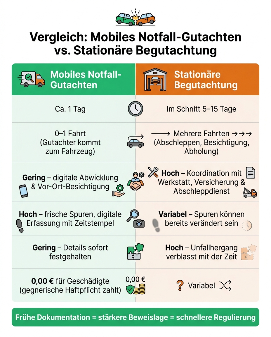 Mobiles Notfall-Gutachten vs. Stationäre Begutachtung – Der direkte Vergleich