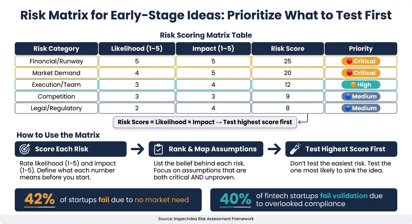 Risk Matrix for Early-Stage Ideas: Prioritize What to Test First
