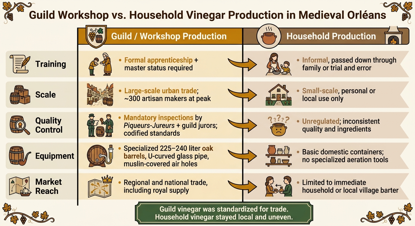 Medieval Guild vs. Household Vinegar Production: Orléans Method Compared