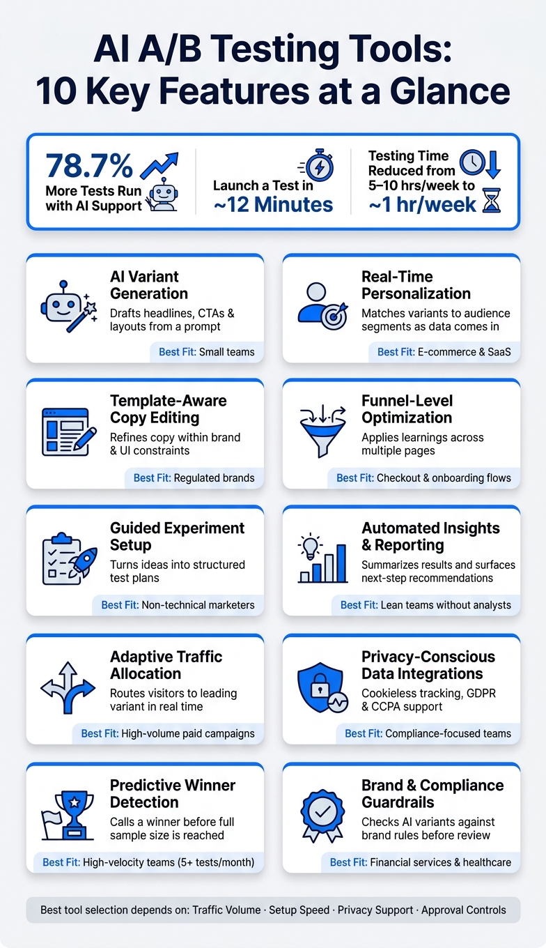 AI A/B Testing Tools: 10 Key Features Compared