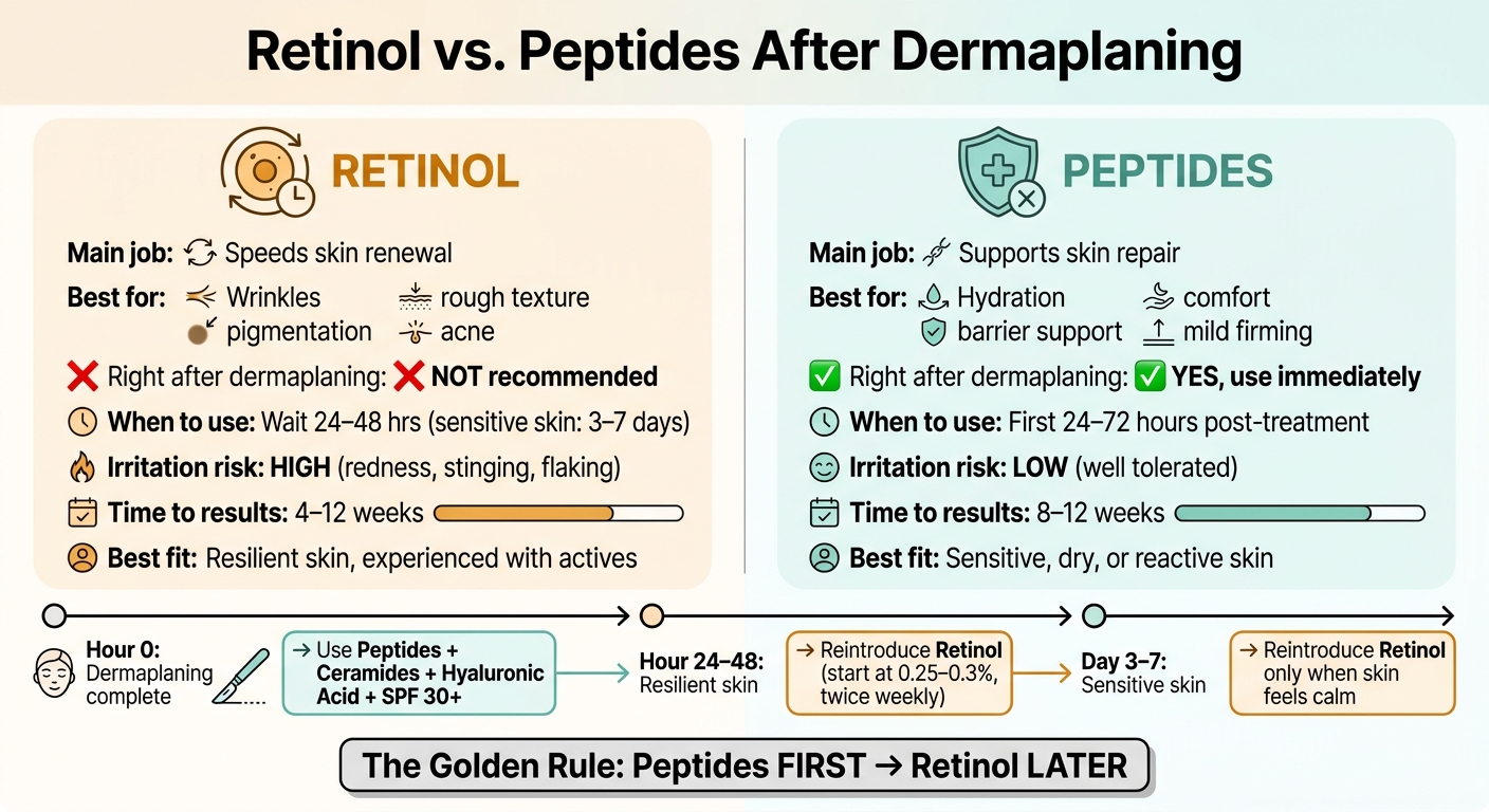 Retinol vs. Peptides After Dermaplaning: Quick Reference Guide
