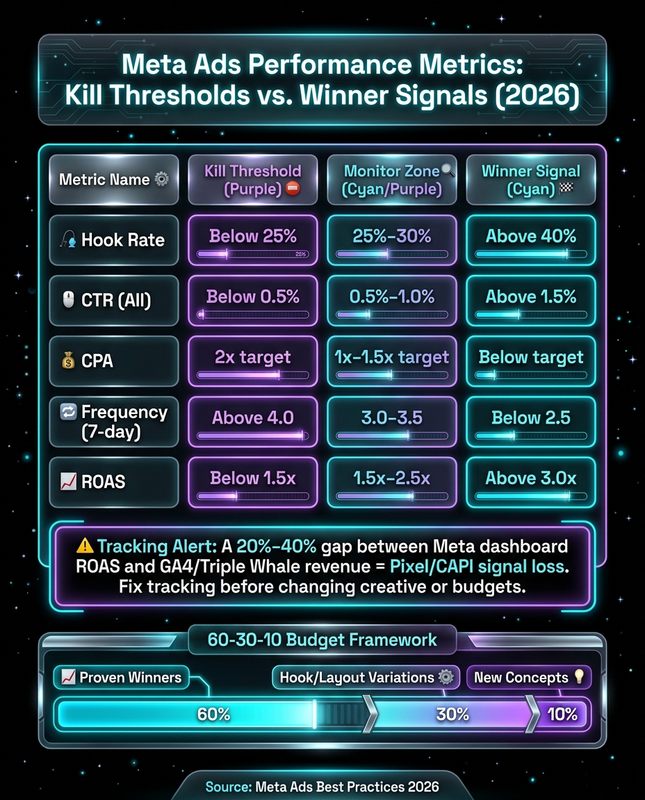 Meta Ads Performance Metrics: Kill Thresholds vs. Winner Signals (2026)