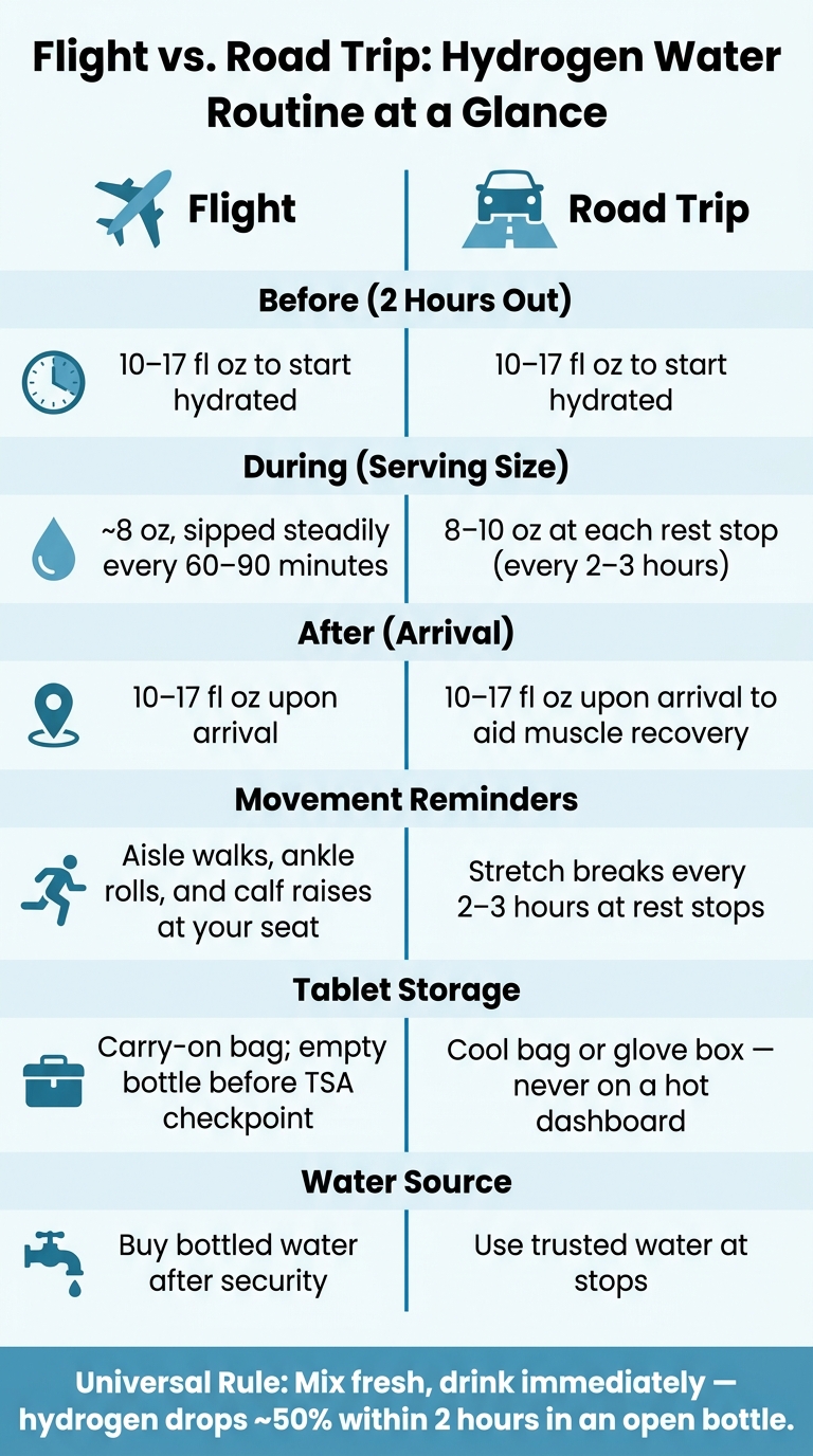 Flight vs. Road Trip Hydrogen Water Routine: A Side-by-Side Guide