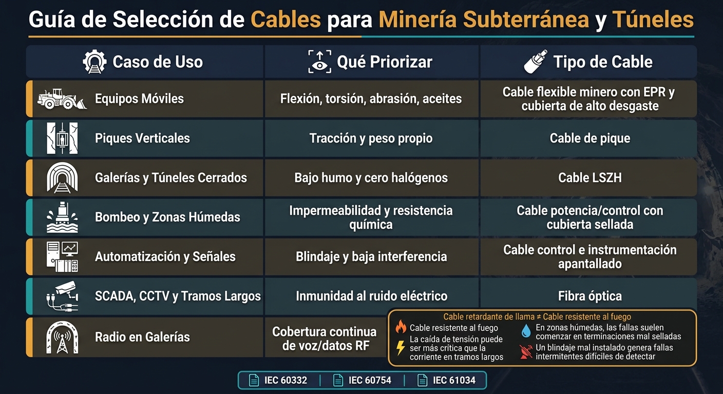 Guía de Selección de Cables para Minería Subterránea y Túneles