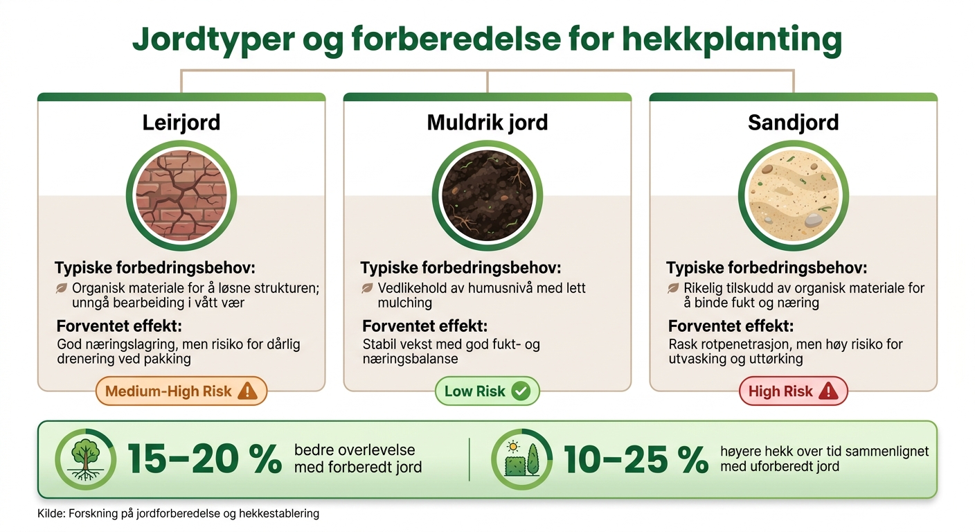 Jordtyper og forberedelse for hekkplanting – effekt og tiltak