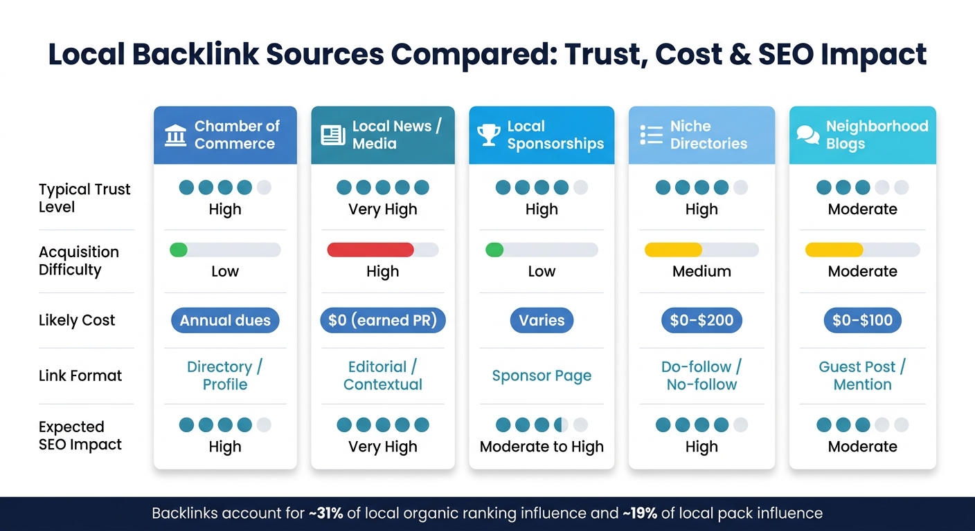 Local Backlink Sources Compared: Trust, Cost & SEO Impact
