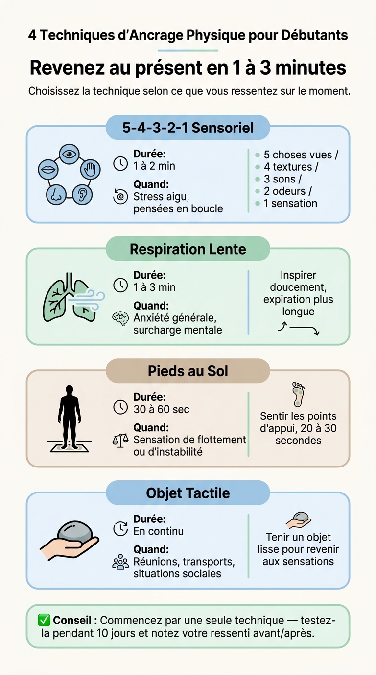 4 Techniques d'Ancrage Physique : Durée et Situations d'Usage