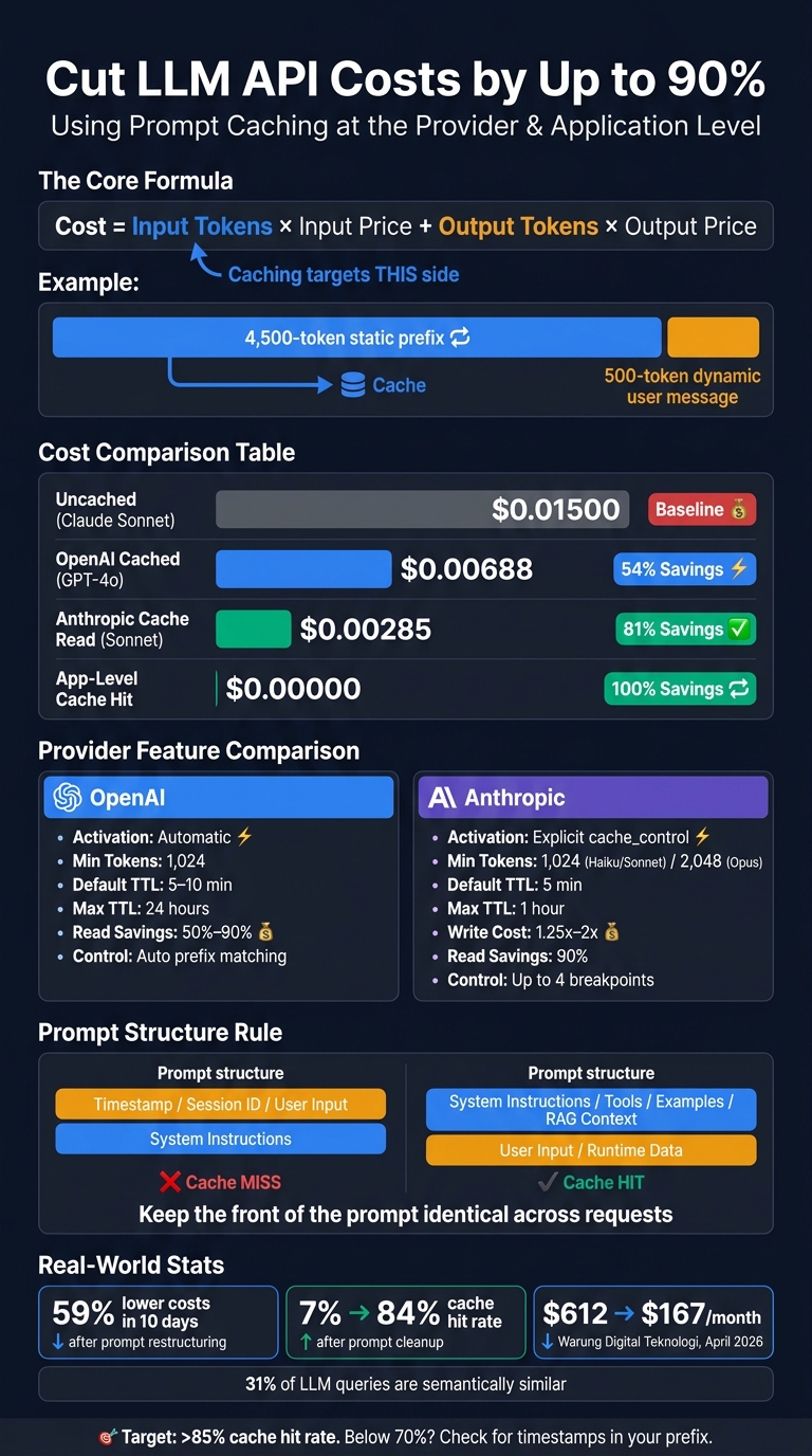 LLM Prompt Caching: OpenAI vs Anthropic vs App-Level Cost Savings