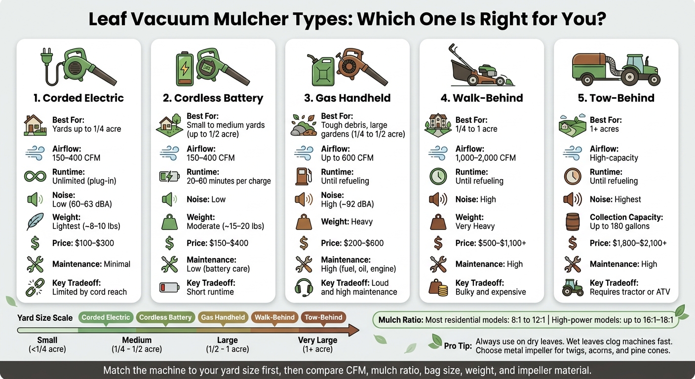 Leaf Vacuum Mulcher Types Compared: Which One Fits Your Yard?