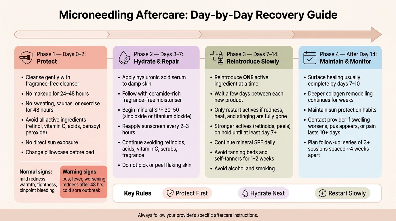 Microneedling Aftercare Timeline: Day-by-Day Recovery Guide