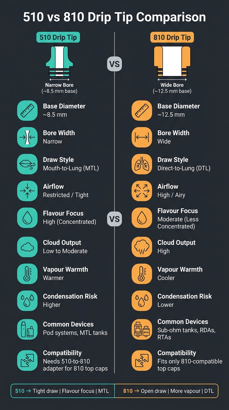 510 Vs. 810 Drip Tips 3 510 vs 810 drip tip: side-by-side comparison