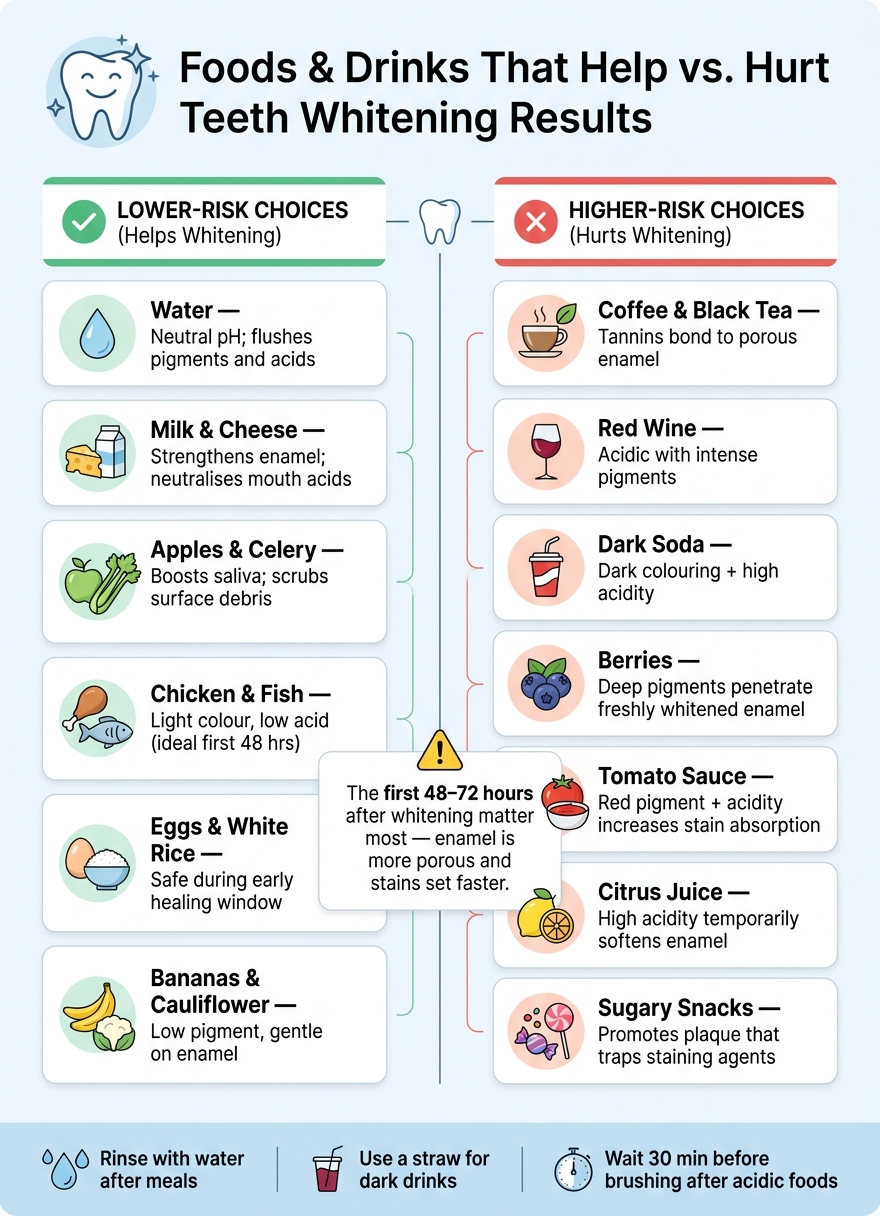 Foods & Drinks That Help vs. Hurt Teeth Whitening Results