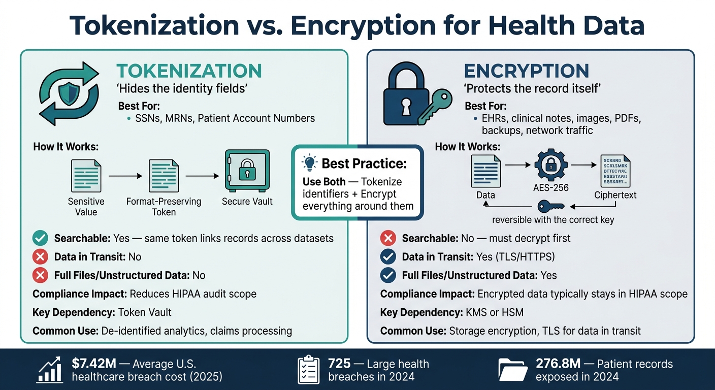 Tokenization vs. Encryption for Health Data: Side-by-Side Comparison