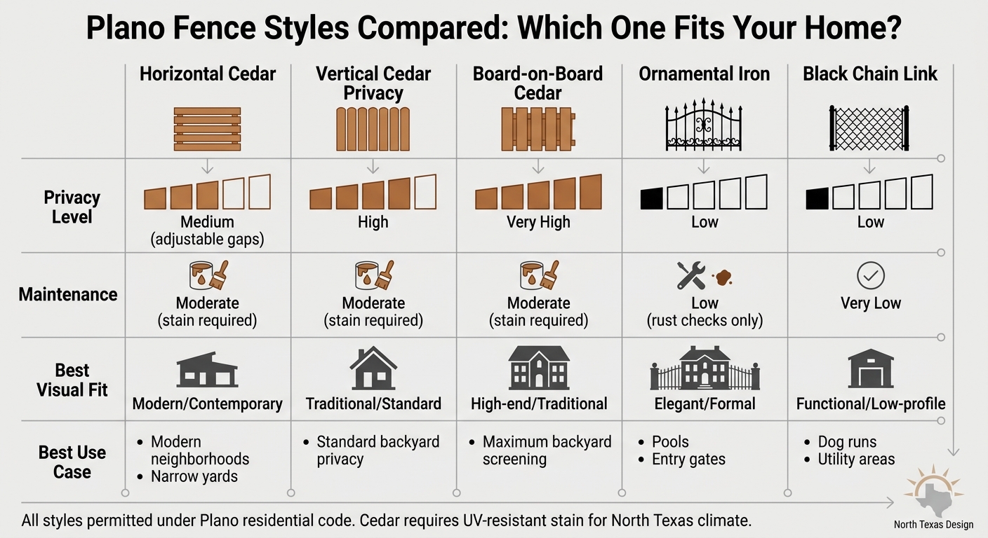Plano Fence Styles by Home Type: Material, Privacy & Maintenance Guide