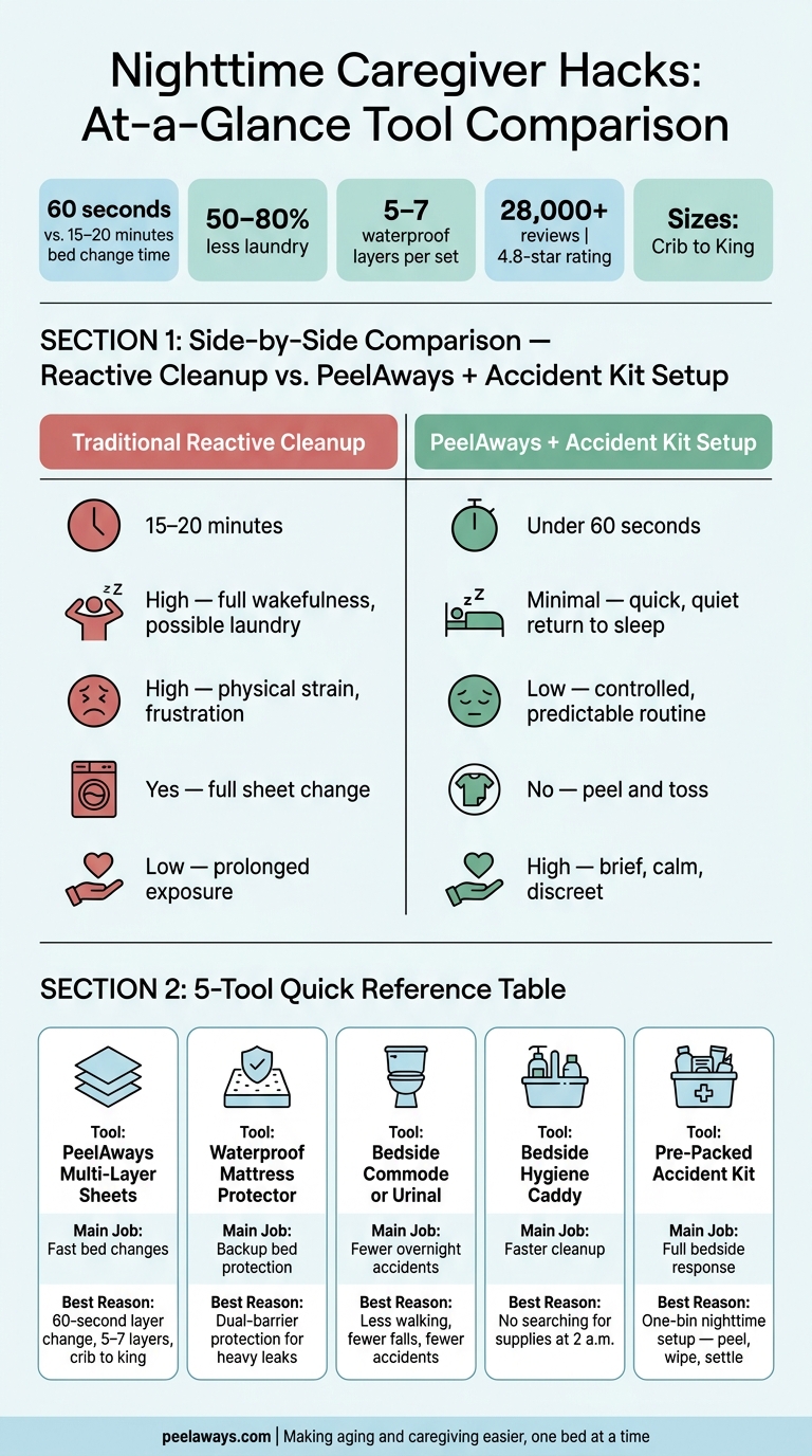 Nighttime Incontinence Care: Old Way vs. PeelAways Setup