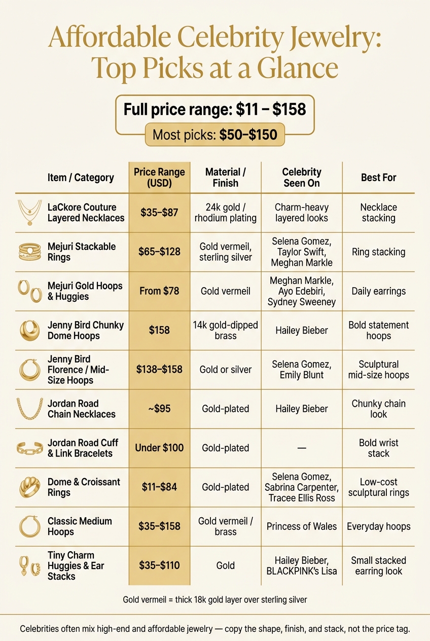 Affordable Celebrity Jewelry: Top Picks at a Glance