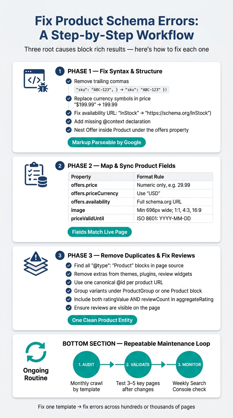 Product Schema Fix Workflow: Audit, Validate & Monitor