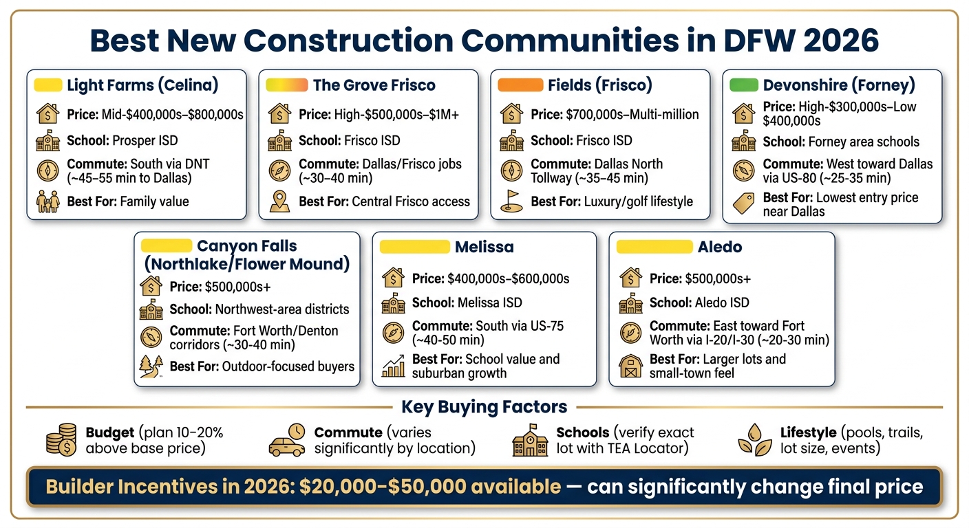 Best New Construction Communities in DFW 2026: Side-by-Side Comparison