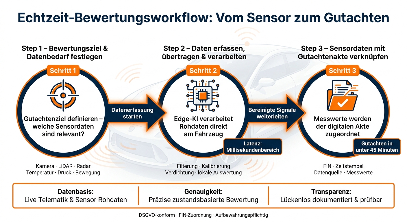 Echtzeit-Fahrzeugbewertung: Vom Sensor zum Gutachten in 3 Schritten
