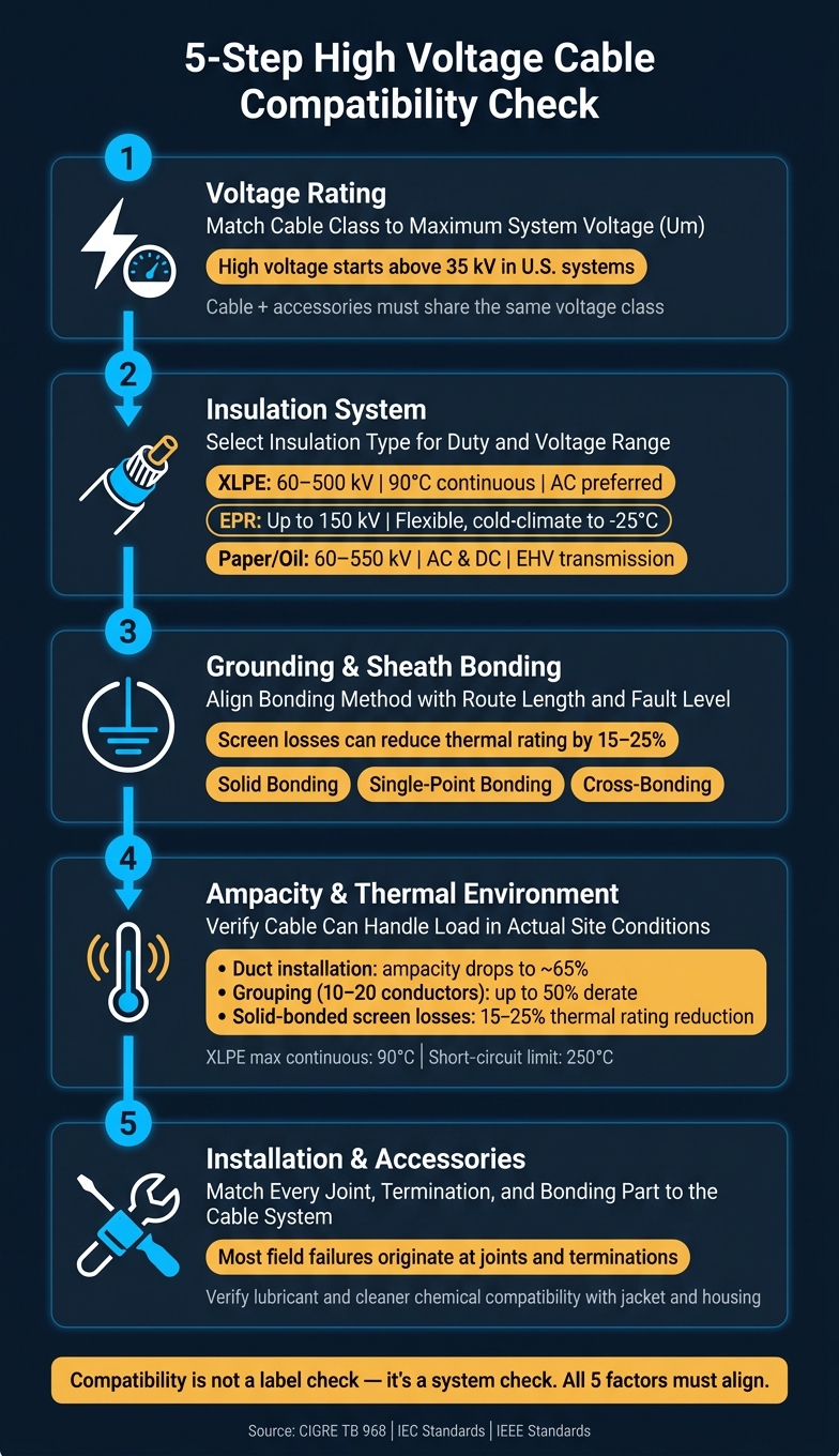 5-Step High Voltage Cable Compatibility Check