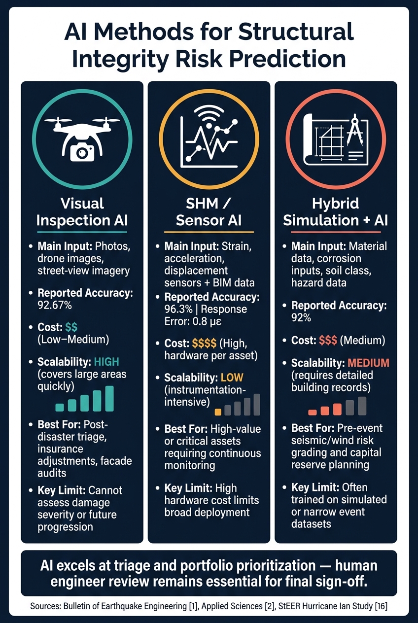 AI Methods for Structural Risk Prediction: Accuracy, Cost & Real Estate Fit