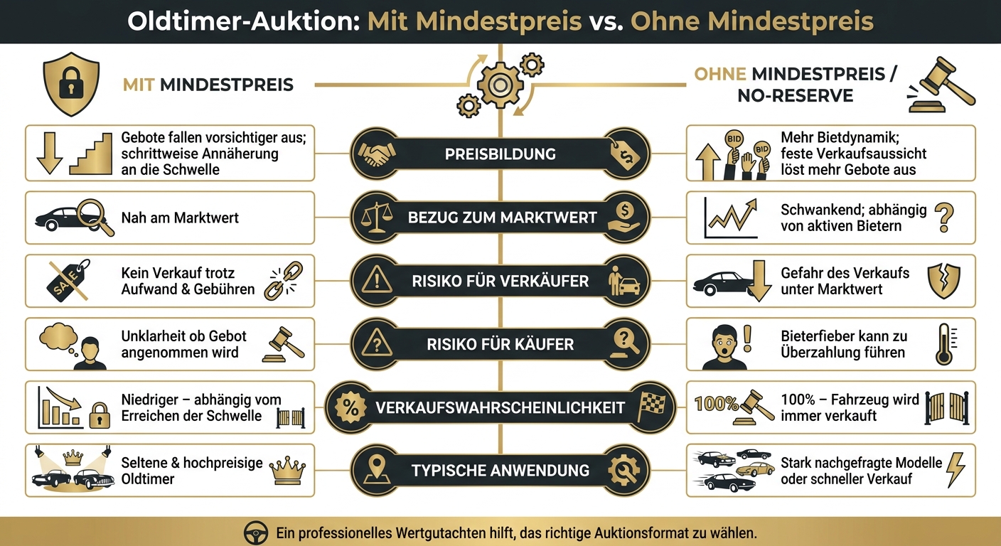 Oldtimer-Auktion: Mit Mindestpreis vs. Ohne Mindestpreis