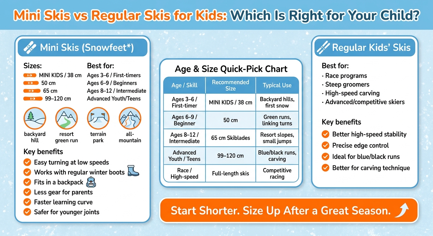 Mini Skis vs Regular Skis for Kids: Quick Comparison Guide by Age & Skill