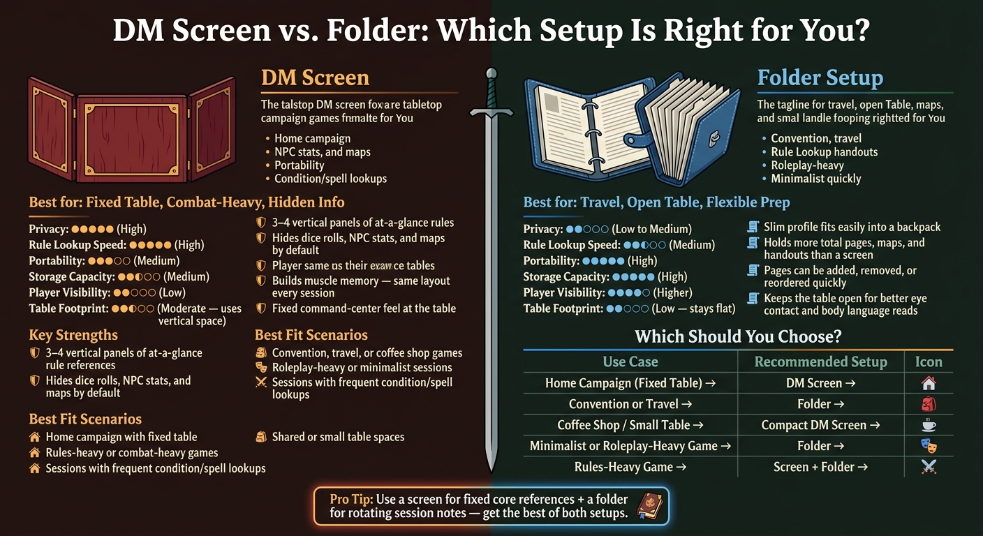 DM Screen vs. Folder: Side-by-Side Comparison for Dungeon Masters