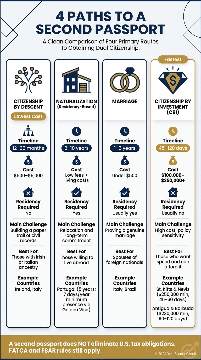 4 Paths to a Second Passport: Cost, Timeline & Requirements Compared